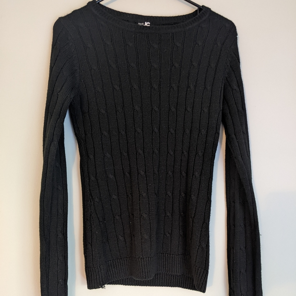 Black Slim Crew Neck Sweater